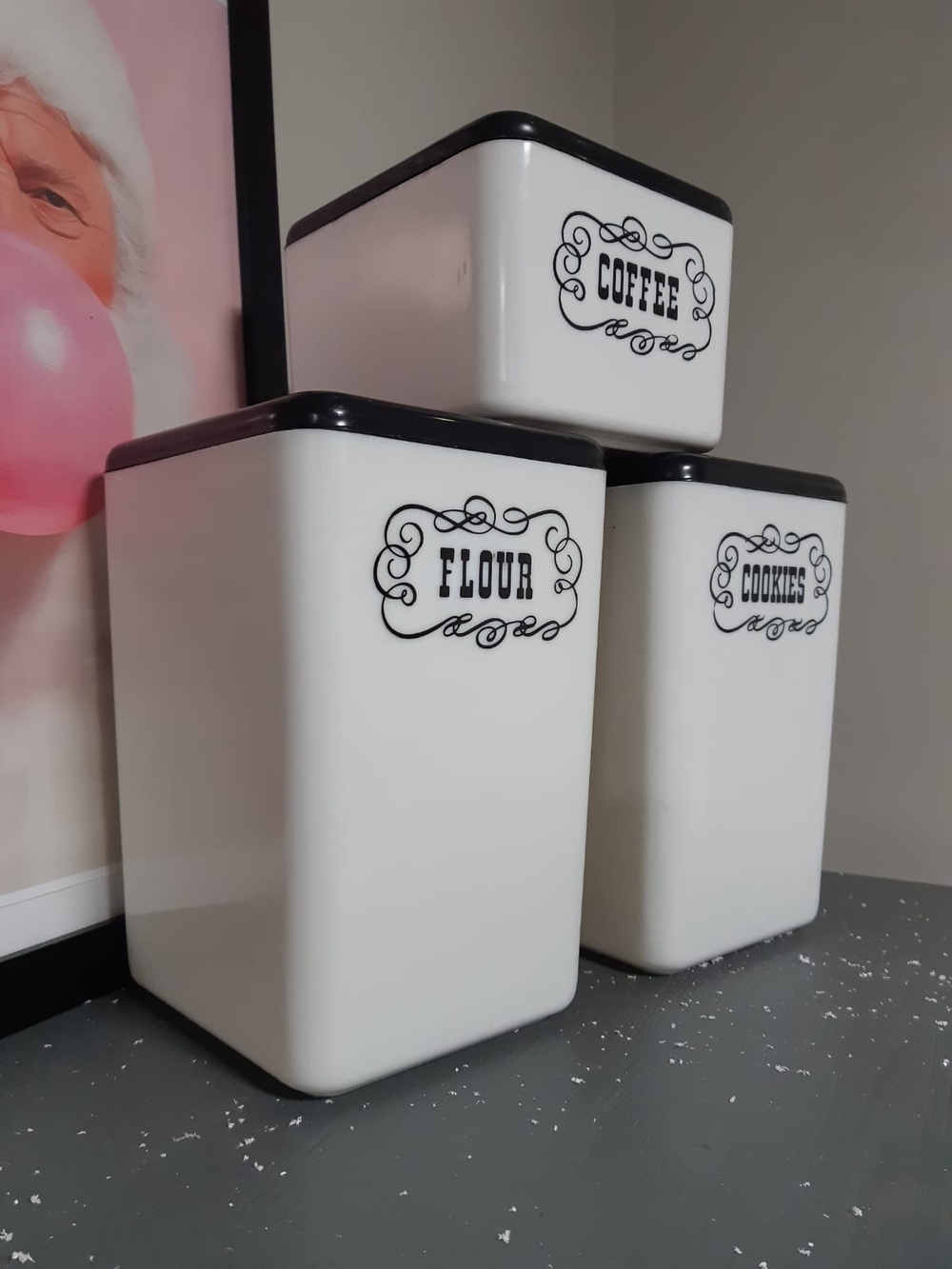 Rare 1960s Beacon Canister Set with Black Lids - Picture 4 of 4